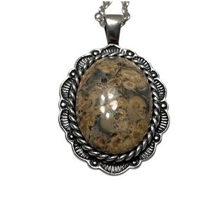 Vintage Sterling Silver Signed Carolyn Pollack Oval Bumble Bee Jasper Pendant